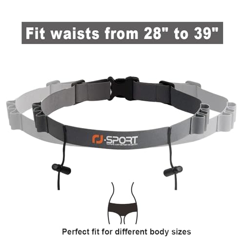 Race Number Belt - Triathlon Race Belt BIB Holder with 6 Energy Gel Loops for Triathalon, Marathon, Running and Cycling