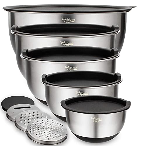 Wildone Mixing Bowls with Lids Set, 5PCS Stainless Stee
