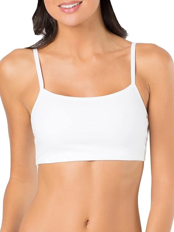 Women&#39;s Spaghetti Strap Cotton Pullover Sports Bra, Black/White/White/Heather Grey 4-Pack, 36