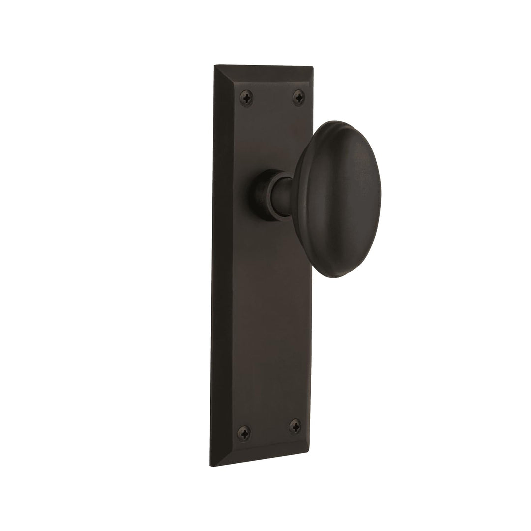 Warehouse New York Plate with Homestead Knob Complete Privacy Set, Oil Rubbed Bronze