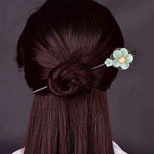 Stylish Wooden Handmade Hair Sticks for Hair Making Accessories, Vintage Retro Chopsticks for Women Long Hair, Hairpins Sticks Clips Barrettes for Bun Chignon Hair Bulk (A)