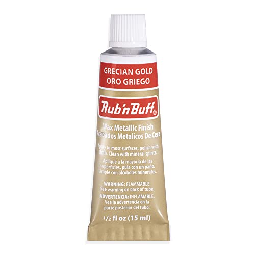 Rub n Buff Wax Metallic Finish - Rub n Buff Grecian Gold 15ml Tube - Versatile Gilding Wax for Finishing Furniture Antiquing and Restoration - Rub and Buff Colors Single Tube