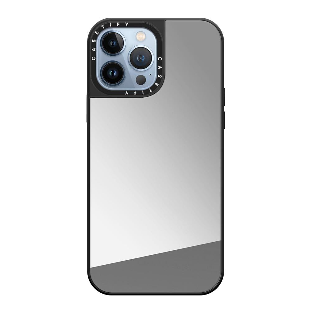 Mirror iPhone 13 Pro Max Case [5ft Drop Protection/Compatible with Magsafe] - Silver on Black