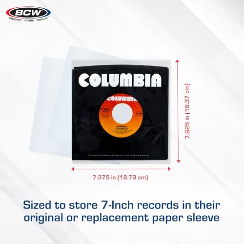 100 Vinyl 45 RPM 7 Record Poly Outer Record Sleeves | Album Covers | Crystal Clear | Record Covers | 2 Mil Thickness | Vinyl Record Storage | Dust and Scratch Protection | Vinyl Record Sleeves