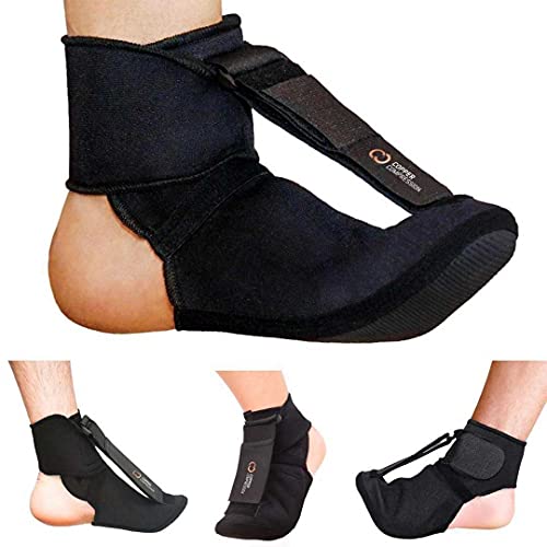Copper Compression Plantar Fasciitis Night Sock. Soft Foot Stretching Boot for Foot Pain and Metatarsalgia. Recovery While You Rest and Sleep. Dorsal Support to Help Flex Your Right or Left Foot.