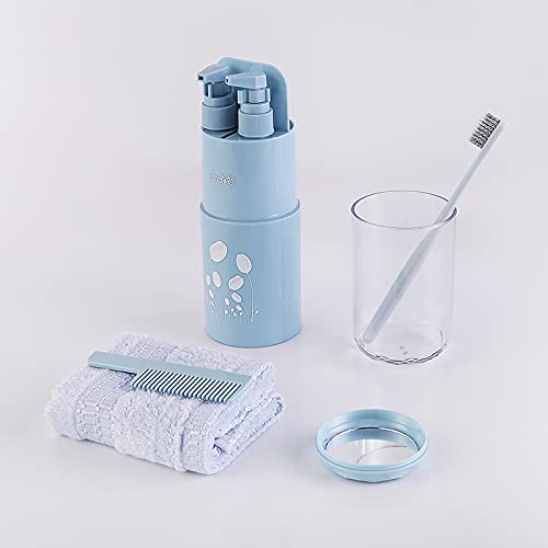 Etravel 7-in-1 Travel Toothbrush Kit With Case And Cover - Includes 2 TSA Approved Travel Bottles, Toothbrush, Comb, Towel, Mirror, Cup - Weekend Bag Toiletry Bags For Traveling - [Patented Design]