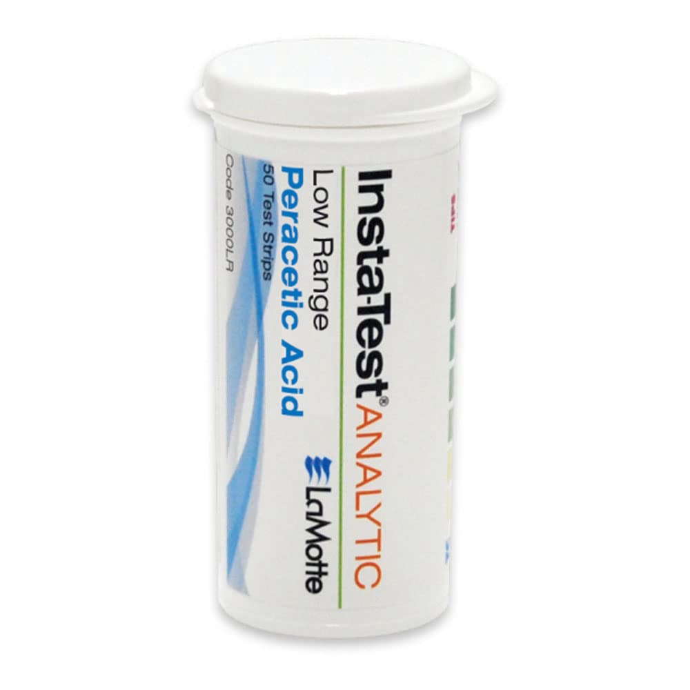 Insta-Test 3000LR Peracetic Acid Single-Factor Test Strip, Low Range, 0 to 50 ppm Range (Pack of 50)