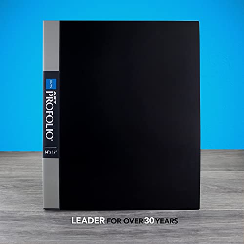 PROFOLIO 14x17 Acid-Neutral Art Portfolio with Customizable Cover, Black, 24 Two-Sided Clear Sleeves
