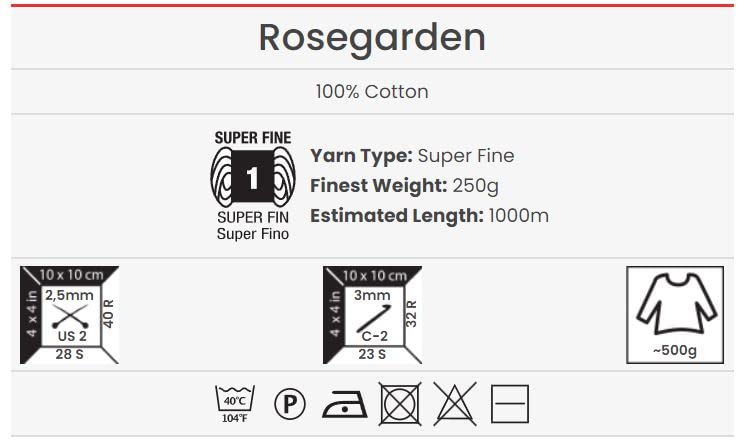 YarnArt RoseGarden 100% Cotton Super Fino Cake Yarn 1 S