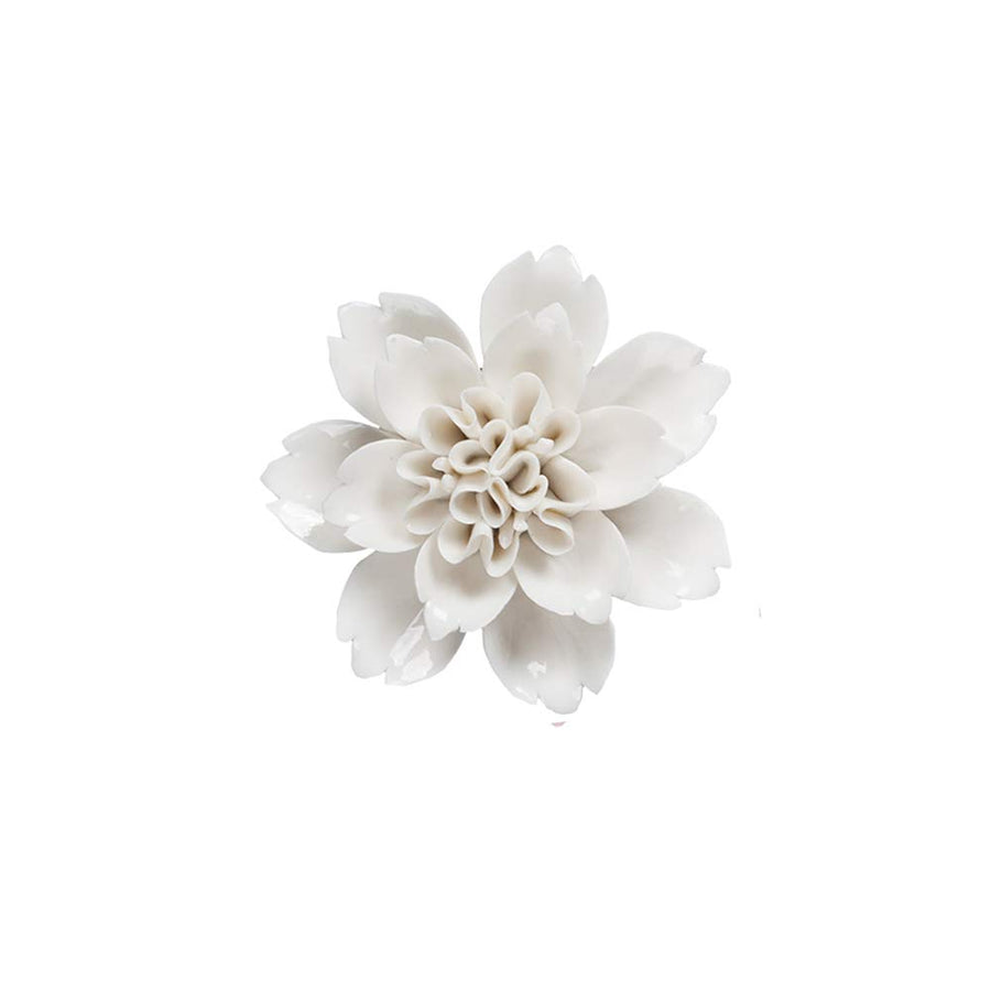 Ceramic Wall Flowers Decor Handmade 3D Wall Art Hanging Sculpture White 3.54