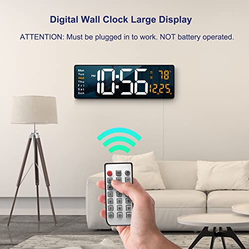 Digital Wall Clock Large Display, 16.2 Inch , LED Digit