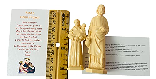 Saint Joseph and St Anthony Home Seller and Finder Kit Mini Statues with Prayer Cards for Selling and Buying a House
