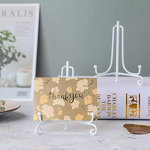 4 Inch White Iron Small Plate Stand Holder, Picture Easel, Display Stand for Cookie, Photo,Placecard or at Weddings, Birthday Party(4 Pack)