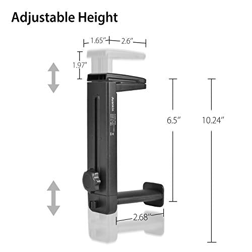 HS906 Headphone Stand &amp; Hanger 2 in 1, Above &amp; Under Desk Gaming Headset Holder Mount Hook with Height Adjustable &amp; Rotating Clamp, Earphone Rack with Cable Clip