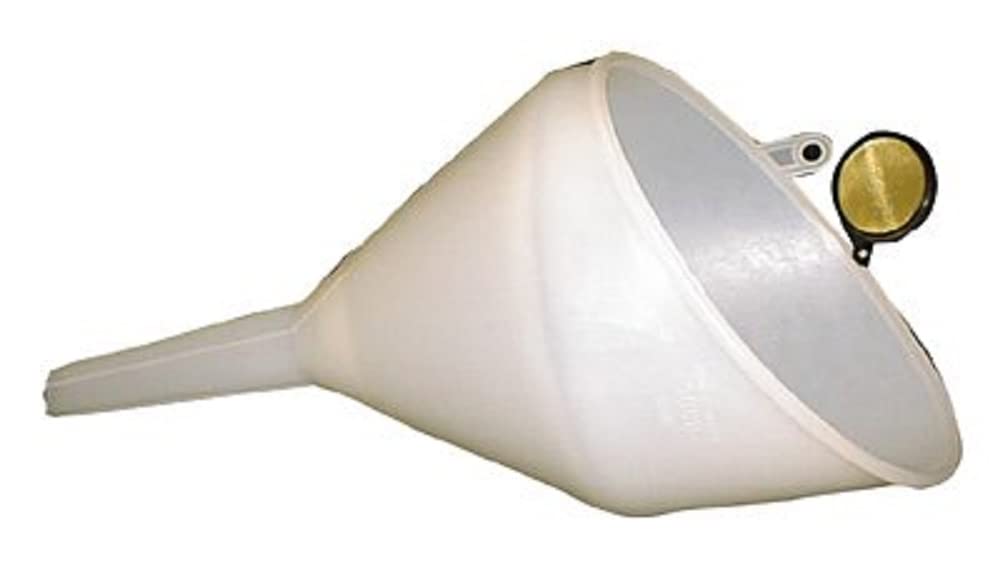 90080 Funnel King White Polyethylene Extra Heavy Duty Side Fill Funnel - 120 oz. Capacity