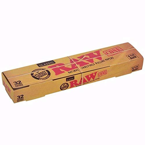 Raw Classic Cone 1-1/4 Size Unrefined Rolling Papers 32
