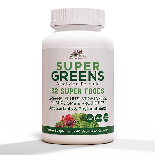 COUNTRY FARMS Super Greens Vegicaps, 32 Super Foods, Wh