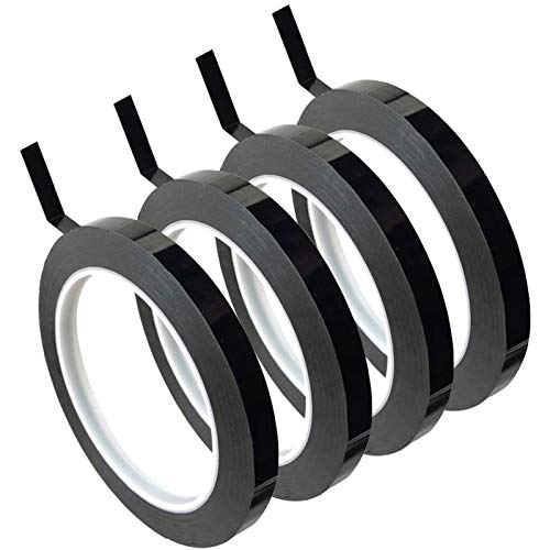 4 Rolls 1/8” Whiteboard Tape, Graphic Tape Pinstripe Tape Dry Erase Board Tape Adhesive Graphic Art Tape Grid Marking Tape, 216 Feet Long per Roll (Black)