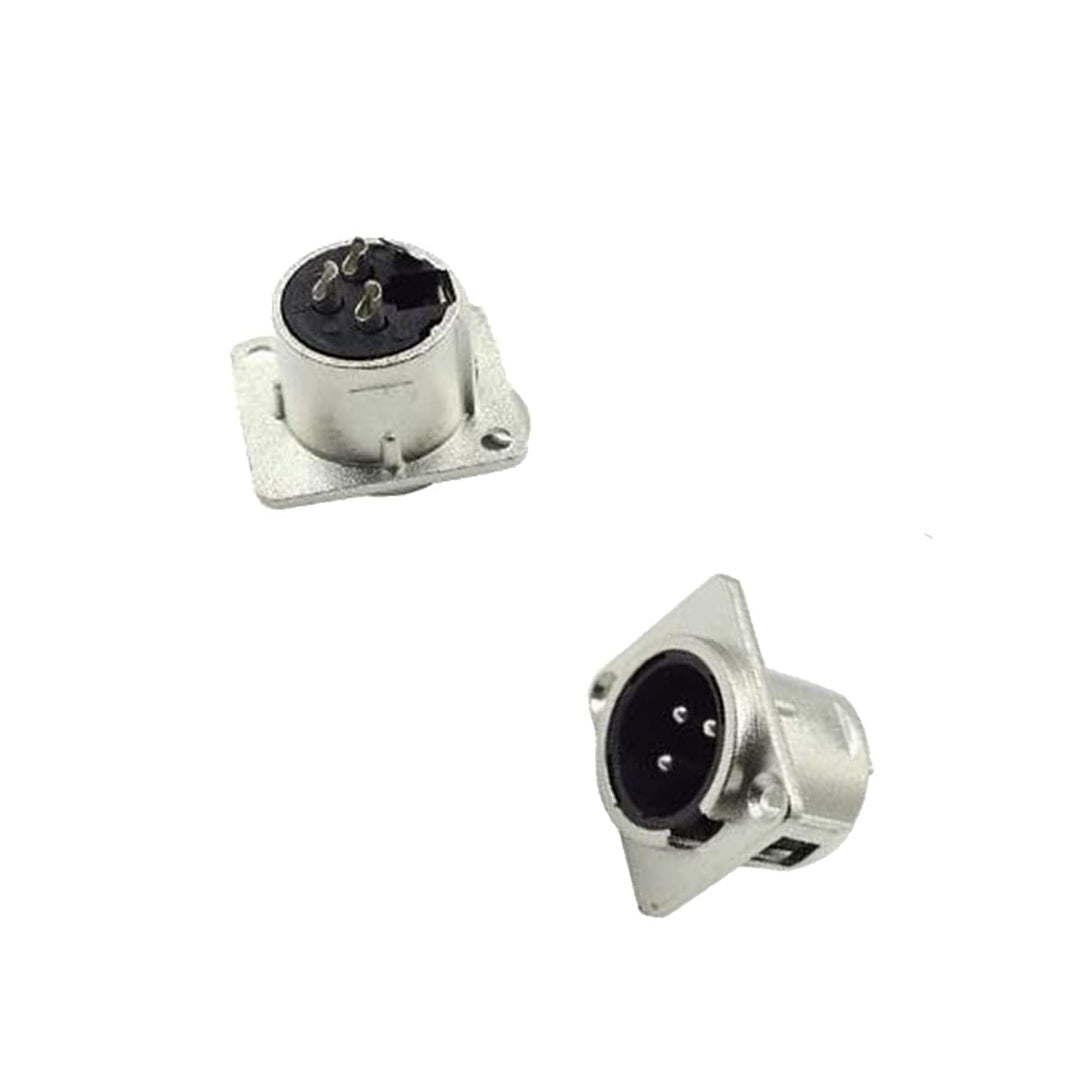 6Pack XLR Male Jack 3 Pin - Panel Mount Jacks D Series Size XLR-M Connector Metal Panel Mount Chassis Microphone
