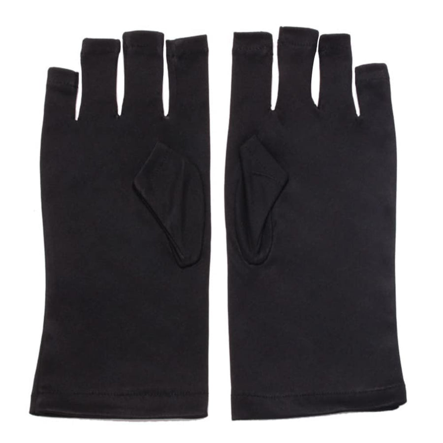 1 Pairs Anti-UV Shield Glove, UPF50+ Fingerless UV Protection Glove for UV and LED Manicure Lamps Dryer Nail Art Skin Care Glove (Black)