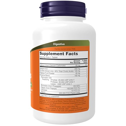 Supplements, Super Enzymes, Formulated with Bromelain, Ox Bile, Pancreatin and Papain, 180 Tablets
