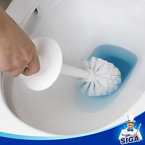 MR.SIGA Toilet Bowl Brush and Holder for Bathroom, Whit
