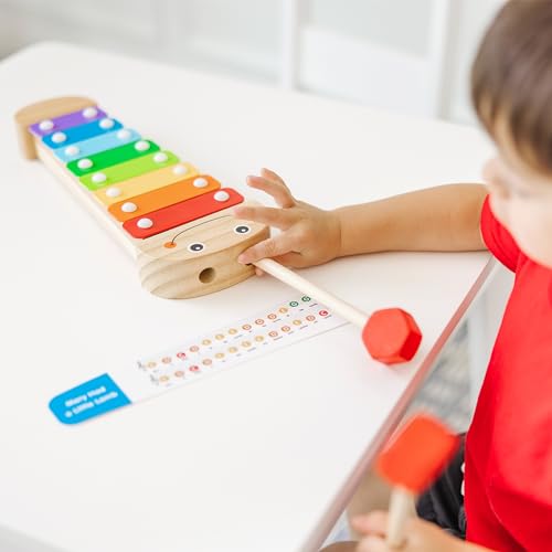 Melissa & Doug Caterpillar Xylophone Musical Toy With Wooden Mallets 15.25 x 6.5 x 1.5 - For Toddlers,Ages 3+,Blue