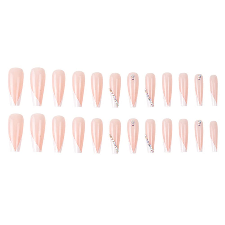 Bowknot Fake Nails Bow False Nails Long Coffin Fake Nails French Press on Nails Stick on Nails Full Cover Ballerina Acrylic Nails for Women and Girls (24Pcs) (Diamond Fake Nails-D)