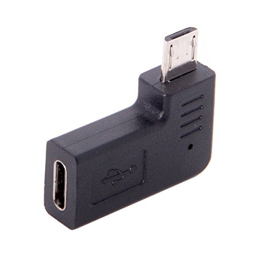 Cablecc USB-C Type-C Female to Micro USB 2.0 5Pin Male Data Adapter 90 Degree Left &amp; Right Angled Type (Left Angled)