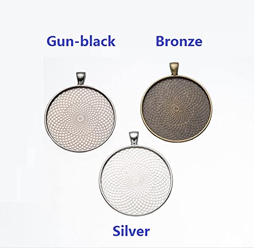 10pcs 40mm Round cabochon Pendant Base Settings Antique Gun-Black Jewelry Bezel Blanks DIY Necklace Making Supplies