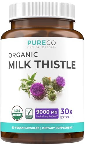 USDA Organic Milk Thistle Capsules - 80% Silymarin Supp