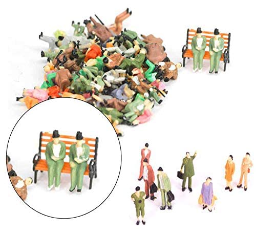 50 Pcs 1:87 Scale/HO Scale People Figurines Set Tiny Sitting and Standing Delicate Hand Painted People Model Train Park Street People Figures for Miniature Scenes