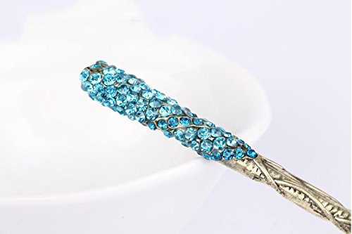 Traditional Chinese Hairpin, Rhinestone Crystal Antique Hair Sticks, chopsticks,hair Accessory,Wedding Hair Jewelry 2pieces,5 Colors (Blue)