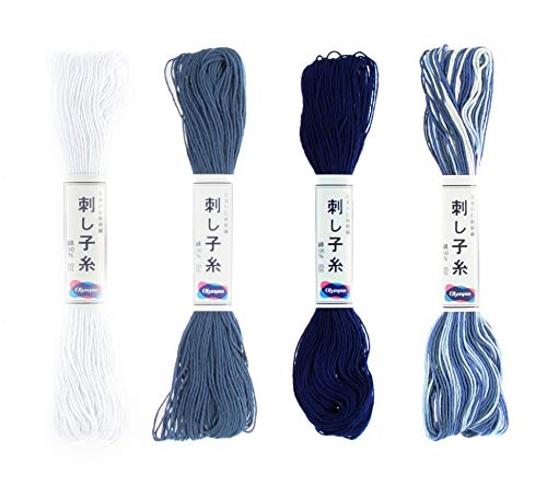 us Sashiko Thread 20m Skein Color Bundles (Traditional: 52-01-10-18)