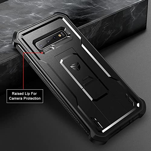 for Samsung Galaxy S10 Case, [Built in Screen Protector and Kickstand] Heavy Duty Military Grade Protection Shockproof Protective Cover for Samsung Galaxy S10 Black