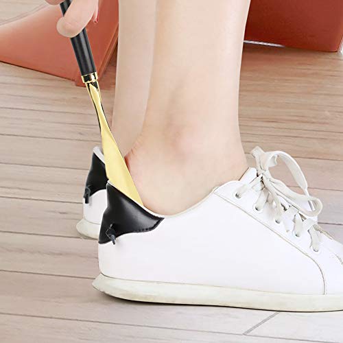 Shoe Horn Long Handle, Shoehorn 12.6 Beech Handle Metal Shoe Horn, Shoe Horn Pull Accessories Lifter, Shoe Spoon for Elders Seniors Men Women, Hangable Shoe Lifter