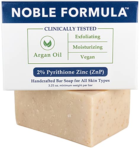Zinc Bar Soap, Vegan Argan Oil 2% Pyrithione Zinc (ZnP) for All Skin Types Including Those With Acne, Psoriasis and Eczema, 3.25 oz