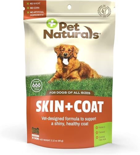 Skin and Coat for Dogs with Dry, Itchy and Irritated Skin, 30 Chews - Salmon Oil, Vitamin E and Flax Oil - No Corn or Wheat - Vet Recommended