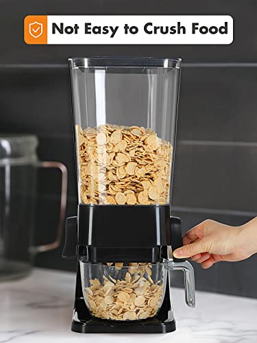 Cereal Dispenser Countertop, Large Capacity Rice Dispenser Cereal Container Storage, Not Easy to Crush Food, Dry Food Dispenser for Rice, Candy & Snack, Black (5.5 Qt)