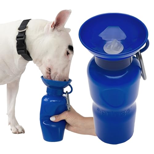Dog Water Bottle | Portable Travel Water Bottle Dispenser for Dogs | Dog Gift Seen on Oprah's Favorite Things, Shark Tank | Leak-Proof Bottles Fill Bowl with Water | BPA-Free 22oz Indigo
