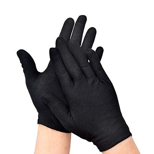 6 Pairs Black Cotton Gloves Work Gloves Coin Gloves Jewelry Inspection Gloves for Women Men