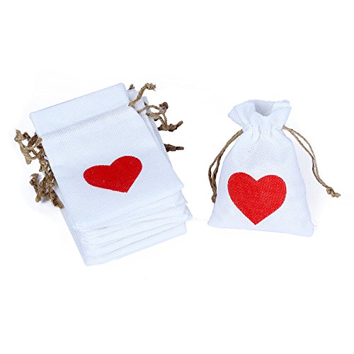 Syruix 24pcs/Pack 10x14cm Natural Burlap Jute Bag Red H