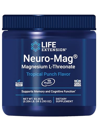 Neuro-Mag Magnesium L-Threonate Powder (Tropical Punch) - Ultra-Absorbable - Supports Memory, Focus, Cognitive Function &amp; Mood - Gluten No, Non-GMO, Vegetarian (30 Servings)