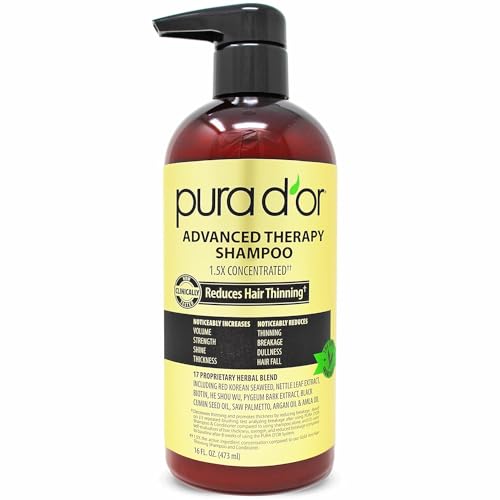 16 Oz Advanced Therapy Shampoo Reduces Hair Thinning & Increases Volume, No Sulfate, Biotin Shampoo Infused with Argan Oil, Aloe Vera for All Hair Types, Men & Women