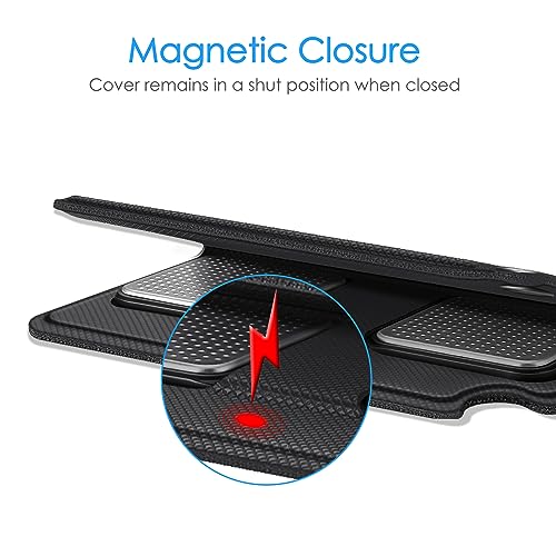Protective Case for Alivecor Kardia Mobile, Premium PU Leather Carrying Cover with Magnetic Closure and Key Holder for KardiaMobile EKG Heart Monitor, [Not Fit KardiaMobile 6L], Black