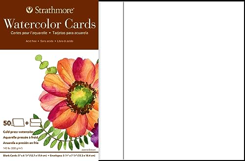 Watercolor Cards, 5x6.875 inches, 50 Pack, Envelopes Included - Blank Greeting Cards for Weddings, Events, Birthdays