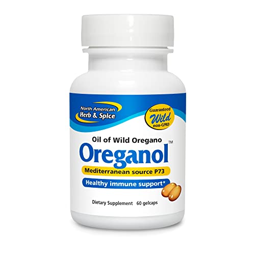 NORTH AMERICAN HERB &amp; SPICE Oreganol P73-60 Gelcaps - Immune System Support - Unprocessed, Vegan Friendly Wild Oregano - Mediterranean Source - Non-GMO - 60 Servings