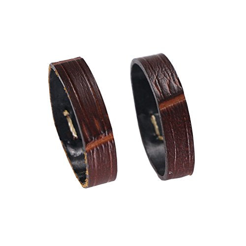 20mm Brown Watch Band Ring Holder Alligator Embossed Italian Calfskin Leather Two Pieces One Pack