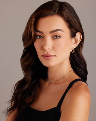 14K Yellow Gold Plated 925 Sterling Silver Post Lightweight Hoops | 20mm | Yellow Gold Hoop Earrings for Women