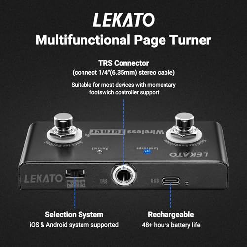 Wireless Page Turner Pedal Wireless Page Turner Foot Pedal for Tablets Phone (Android &amp; IOS system above version 13.4 support)Page Turning- External Pedal for Loop Pedal Tuner Switching